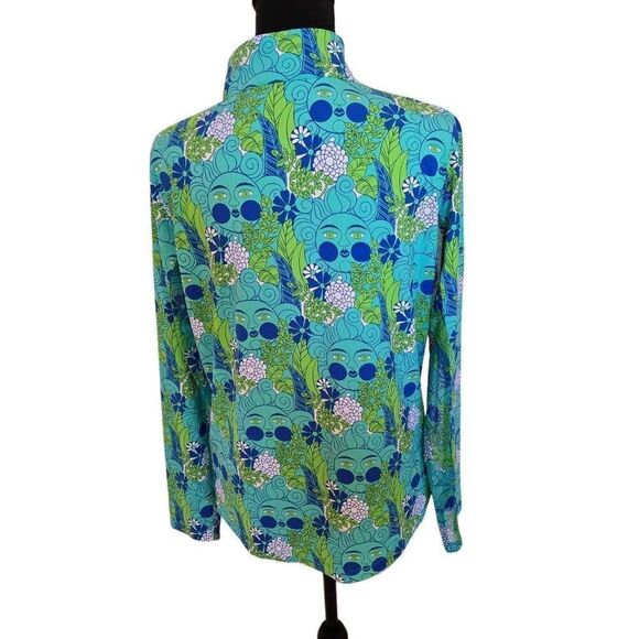 IBKUL Womens Athleisure Sun Protection Icefill Cooling Blue Print Long Sleeve Mo - Picture 2 of 10